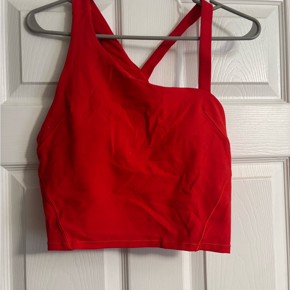 Lululemon red asymmetrical work out top